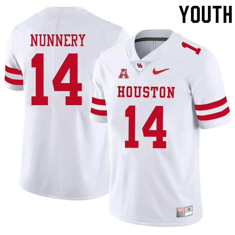 Youth #14 Mannie Nunnery Houston Cougars College Football Jerseys Sale-White